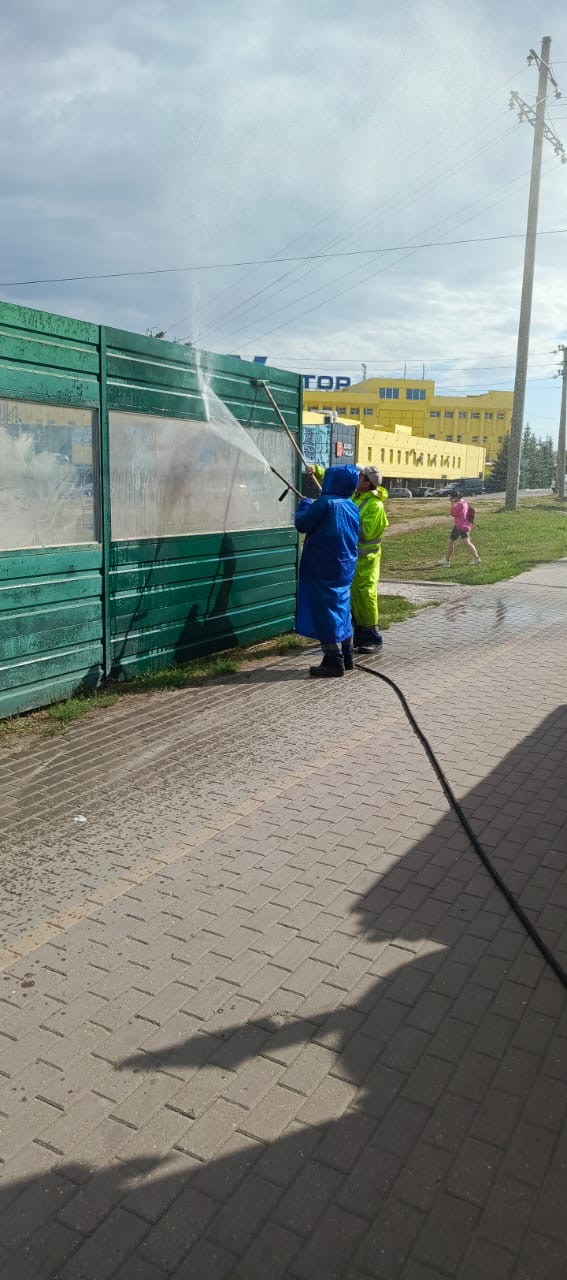 Мойка шумозащитных экранов по ул. Центральной