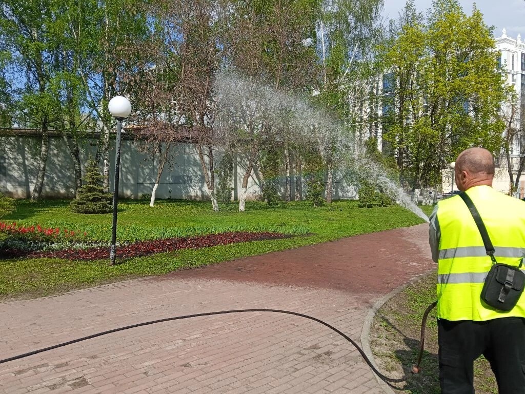 Полив посаженных цветников в парках и скверах г. Пензы